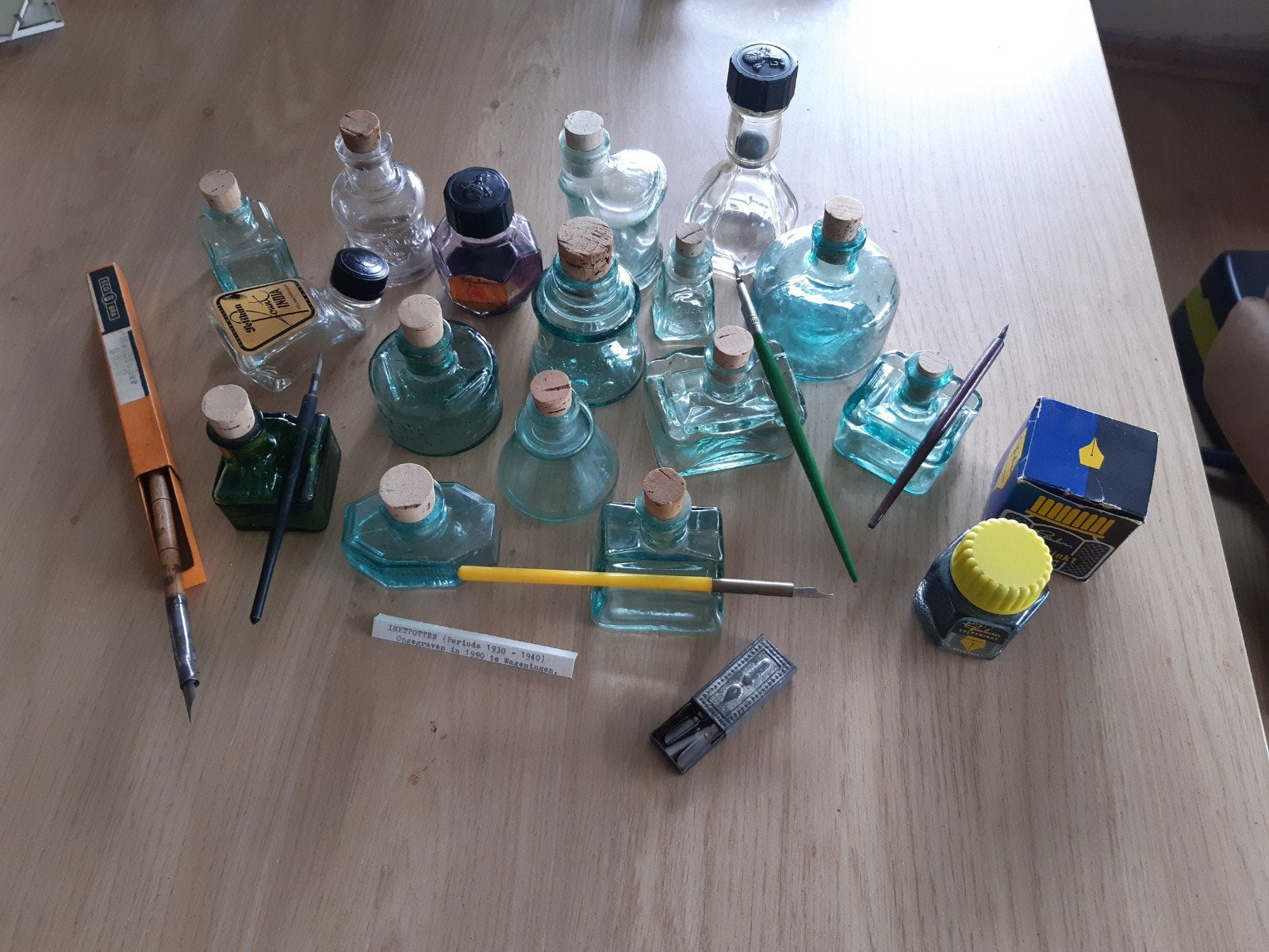Vintage inktpotjes en schrijfbenodigdheden, Ophalen of Verzenden
