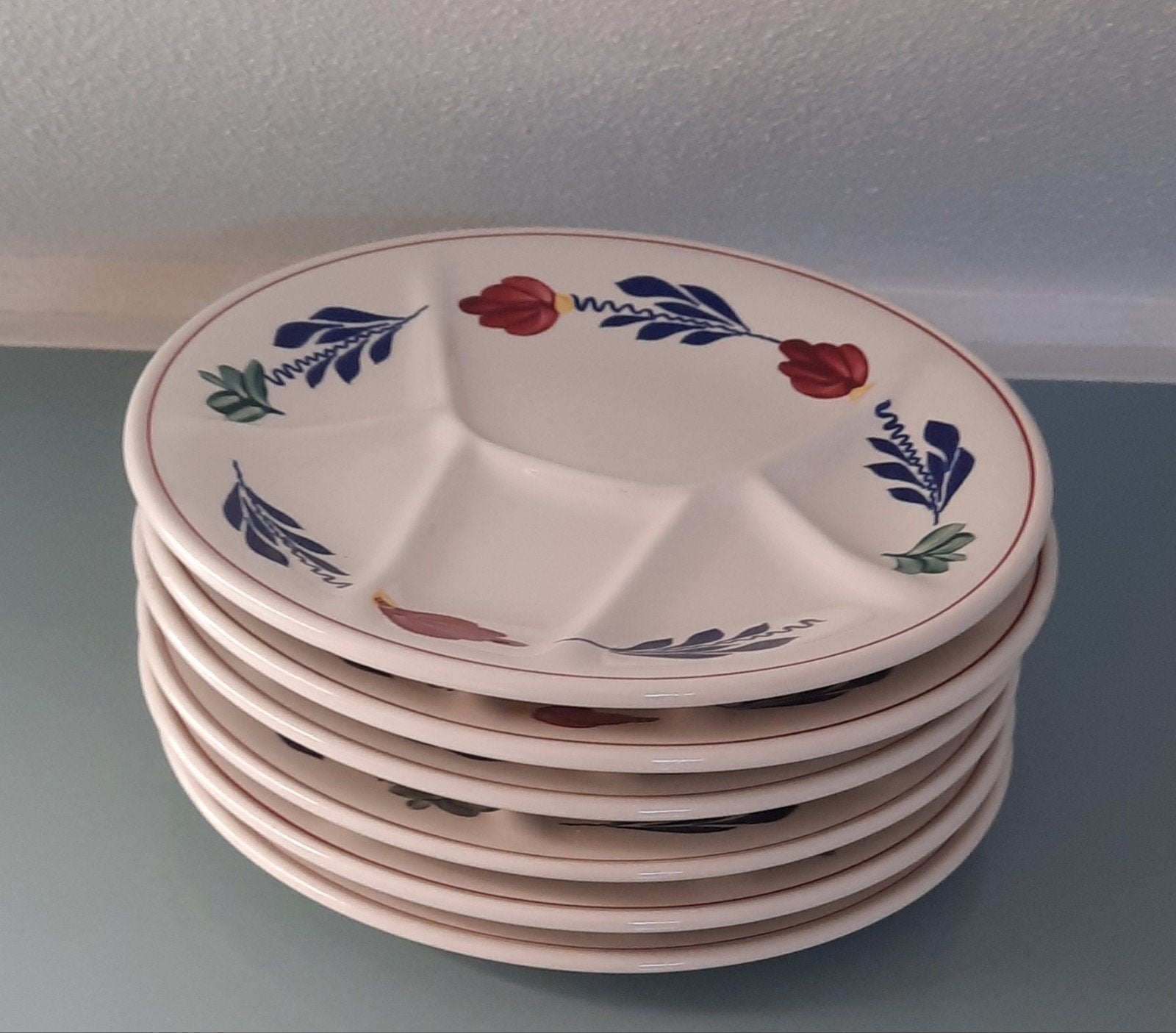 6 Boerenbont borden, Ophalen of Verzenden, Zo goed als nieuw, Bord(en), Aardewerk
