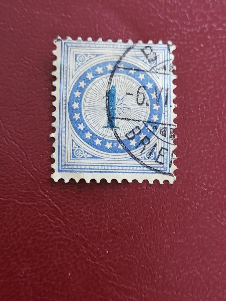 Zwitserse portozegel 1 centime ultramarijn 1878, Ophalen of Verzenden, Gestempeld