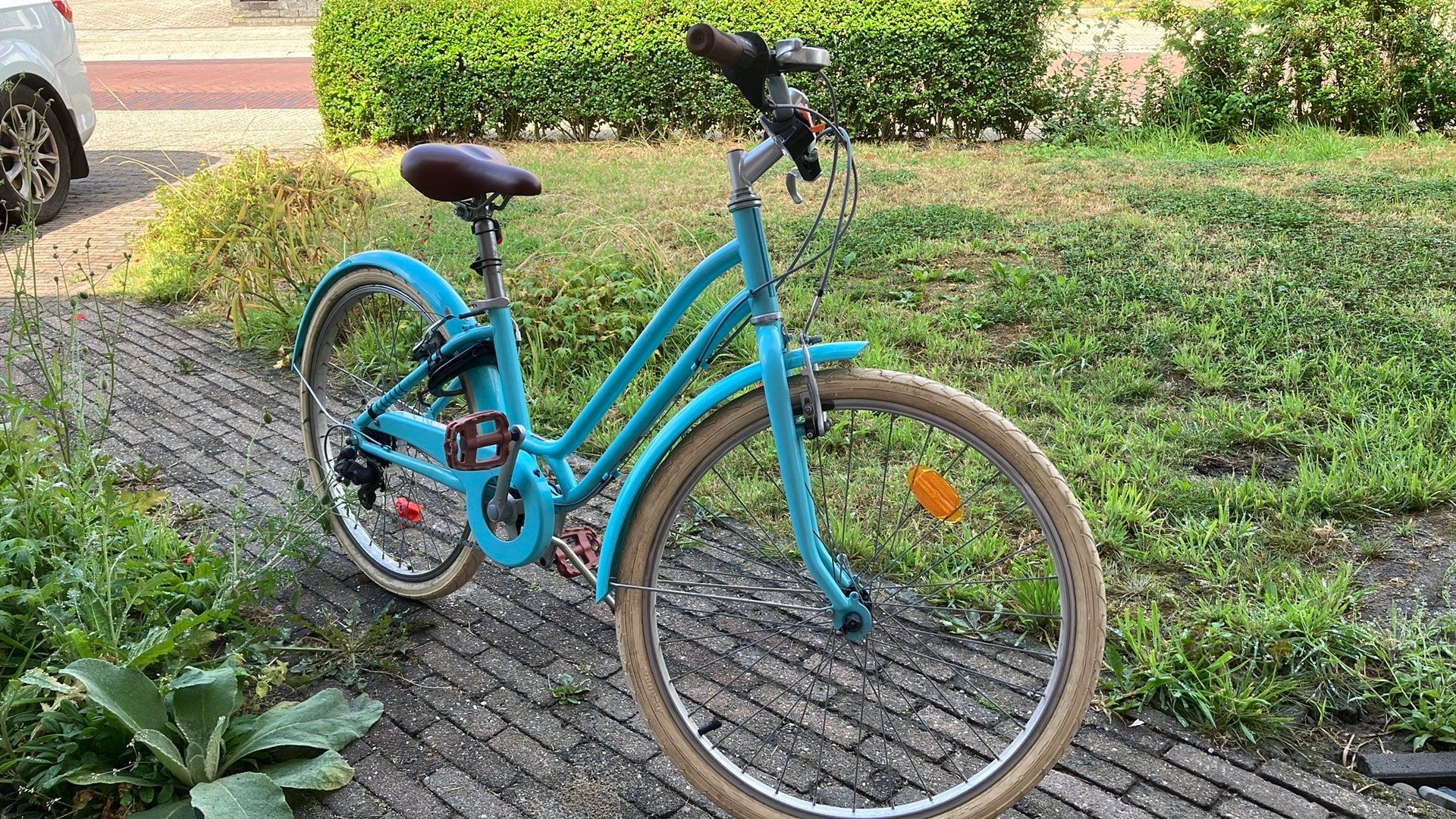 Meisjesfiets Elops(500) turquoise 6- 10 jaar, Fietsen en Brommers, Fietsen | Meisjes, Ophalen, Gebruikt, 26 inch of meer, Versnellingen