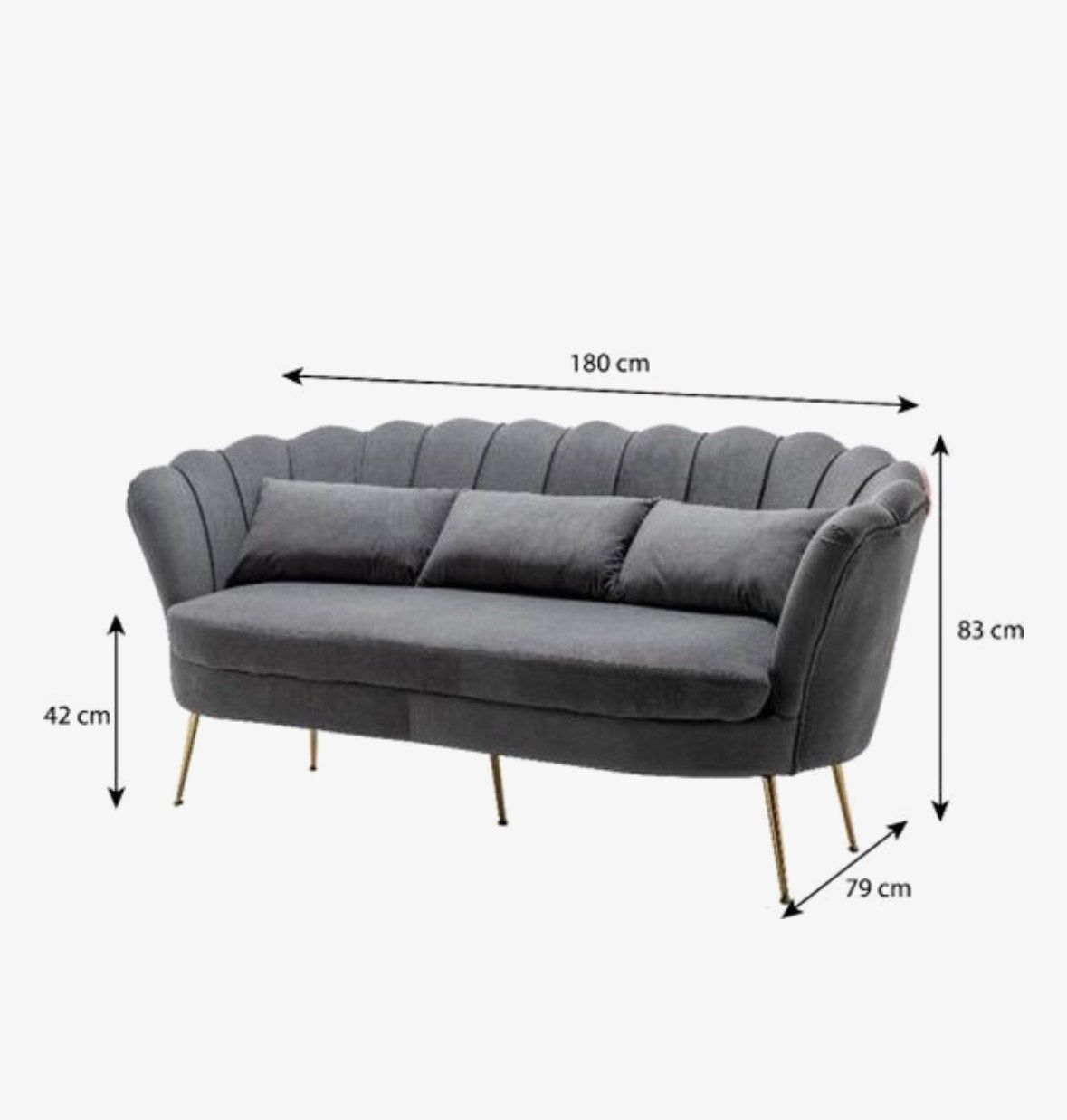 Toffe bank, kleur grijs, gouden pootjes, Ophalen, 125 tot 150 cm, Tweepersoons, Zo goed als nieuw