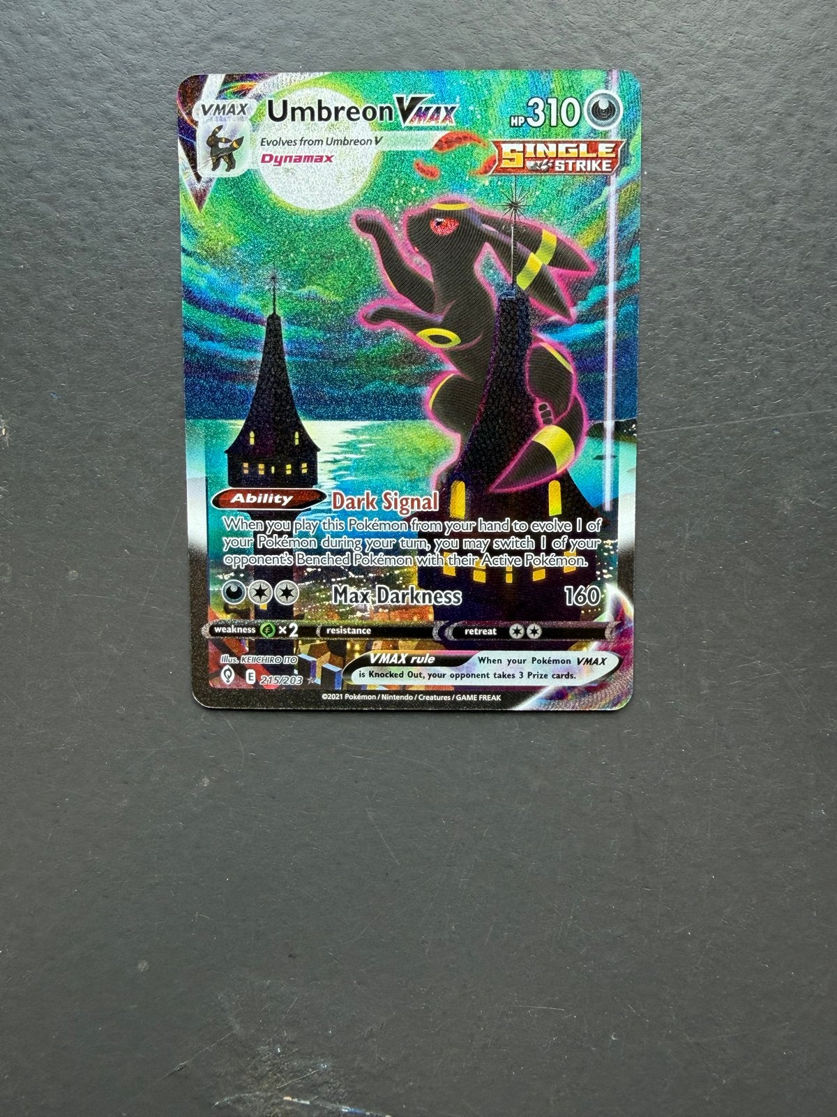 Pokémon Umbreon VMAX Evolving Skies (215/203), Ophalen, Nieuw, Losse kaart, Foil