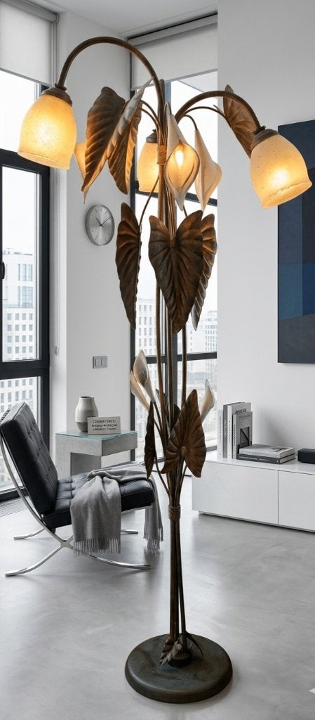 Betoverende botanische vloerlamp, Gebruikt, E27 (groot), Glas, 150 tot 200 cm