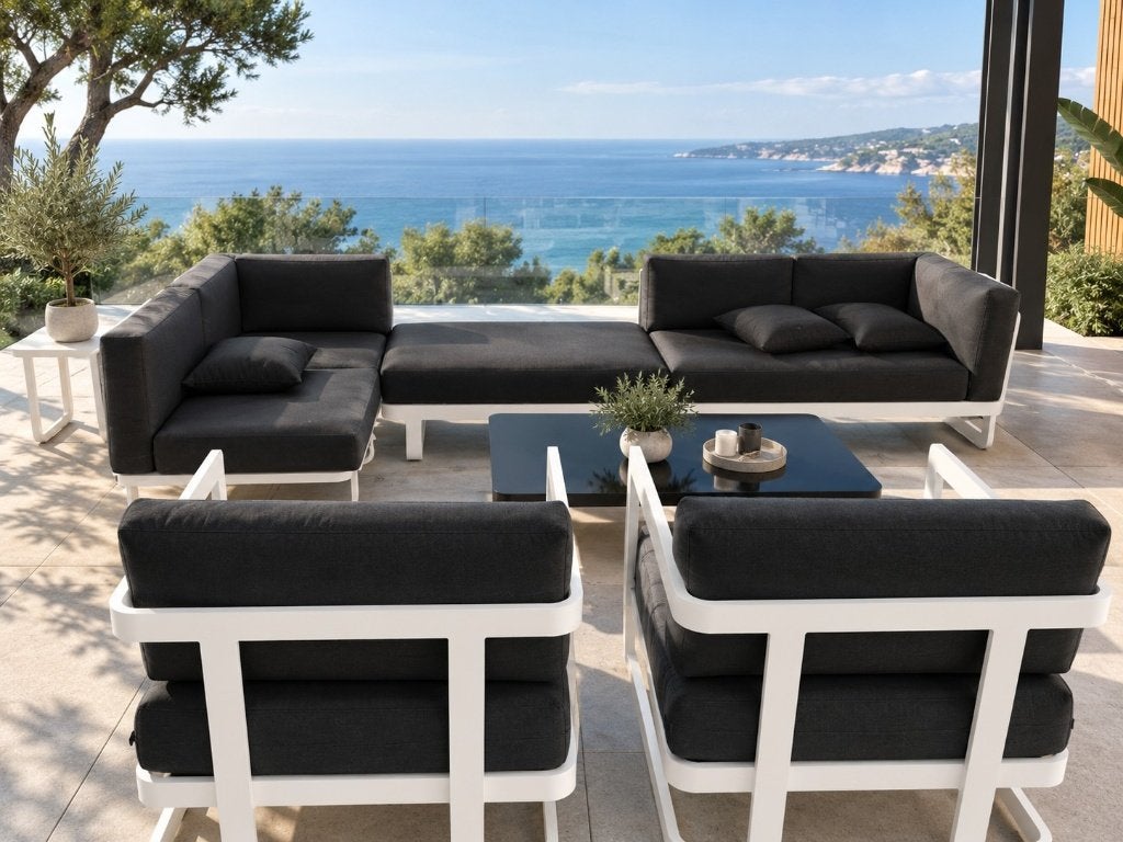Luxe royale loungeset nu 50% korting zwarte/ grijze kussens, Ophalen of Verzenden, Nieuw