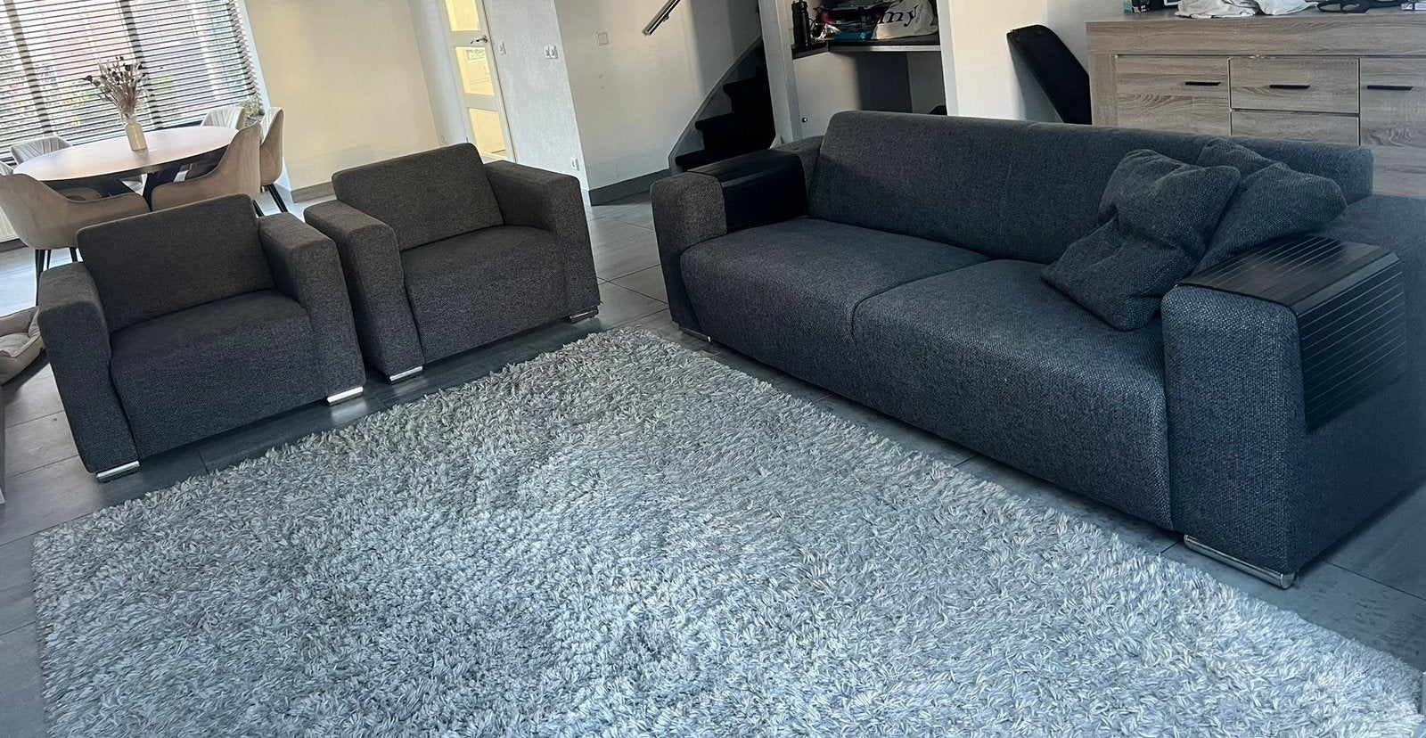 3 zits bank en 2 stoelen, Ophalen, 250 tot 300 cm, Driepersoons, 75 tot 100 cm