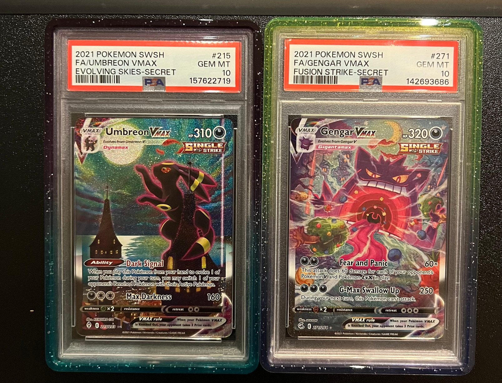 Umbreon Vmax 215 en Gengar Vmax 271 PSA10, Ophalen of Verzenden, Nieuw