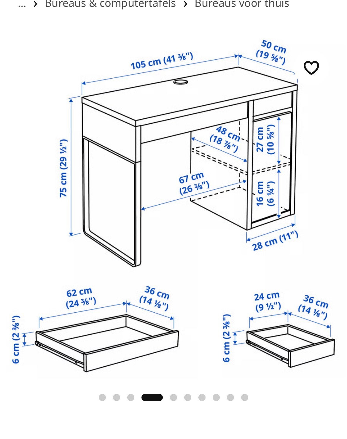 Micke bureau ikea wit, Huis en Inrichting, Bureaus, Ophalen of Verzenden, Gebruikt