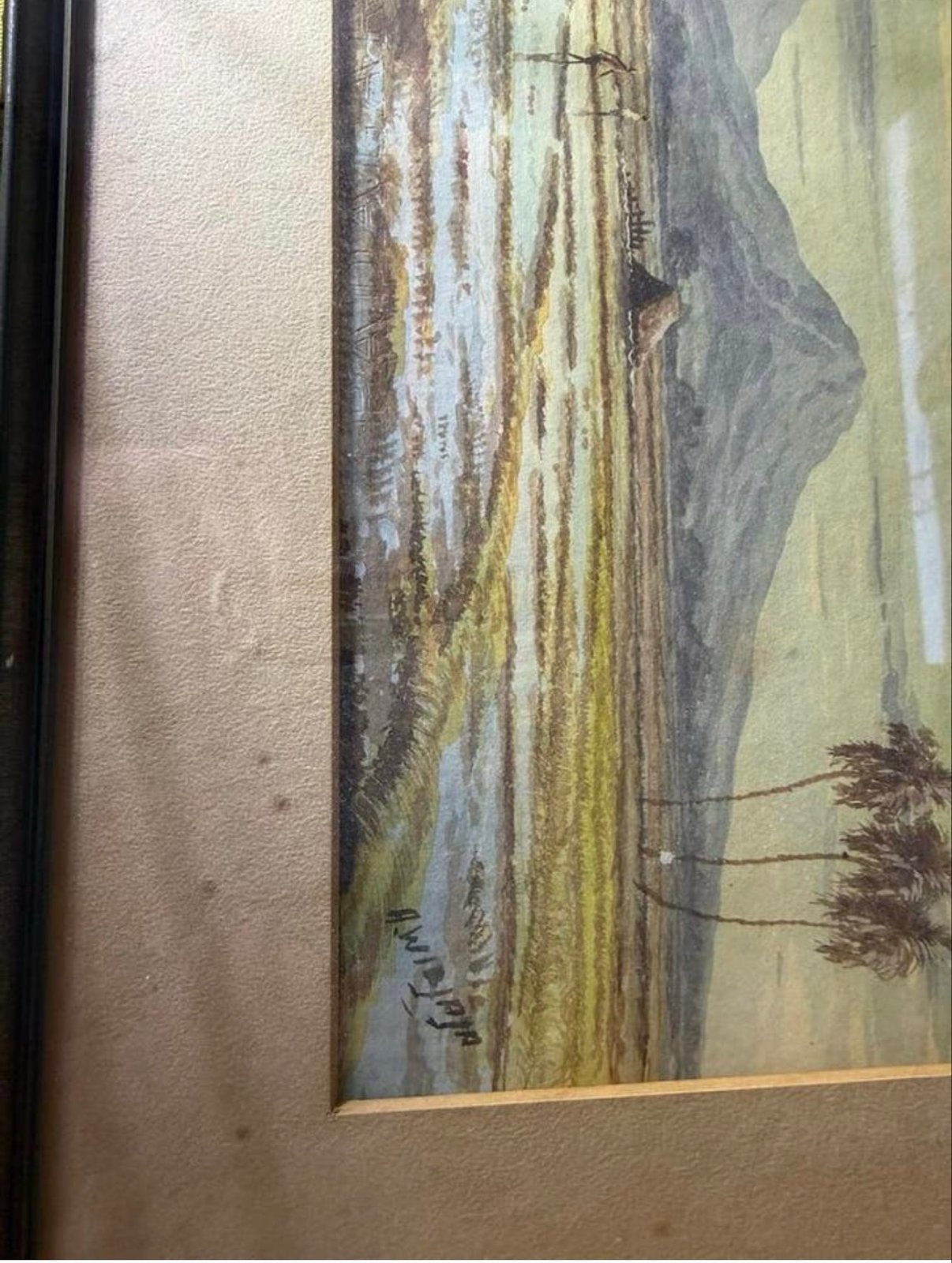 Aquarel Indonesisch Rijstveld Landschap - A. Widjaja, Ophalen of Verzenden
