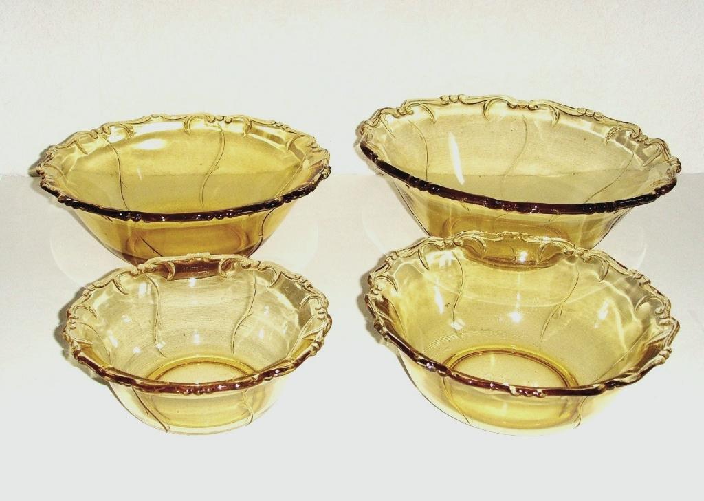 Retro Set Walther glas Tsjechië model Feston vier schalen., Antiek en Kunst, Antiek | Glas en Kristal, Ophalen of Verzenden