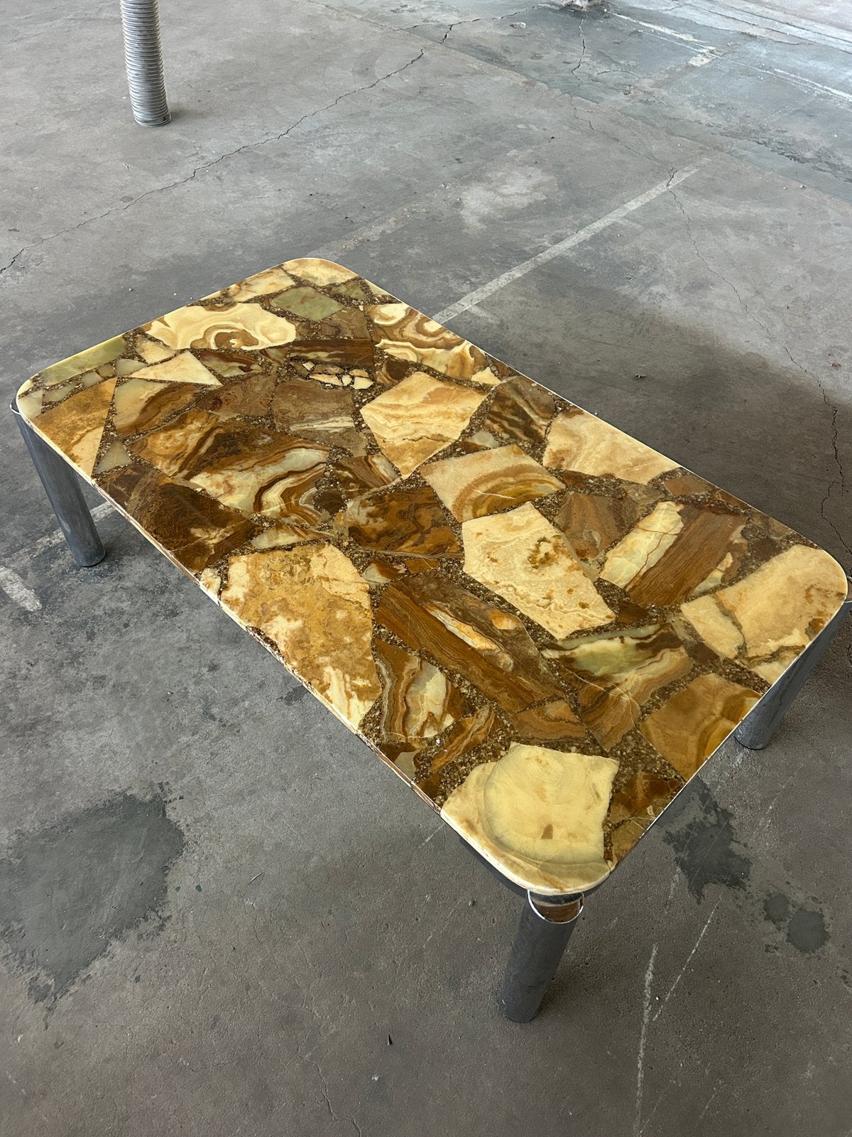 Onyx vintage salontafel natuursteen, Huis en Inrichting, Tafels | Salontafels, Ophalen, Gebruikt, 100 tot 150 cm, 50 tot 100 cm