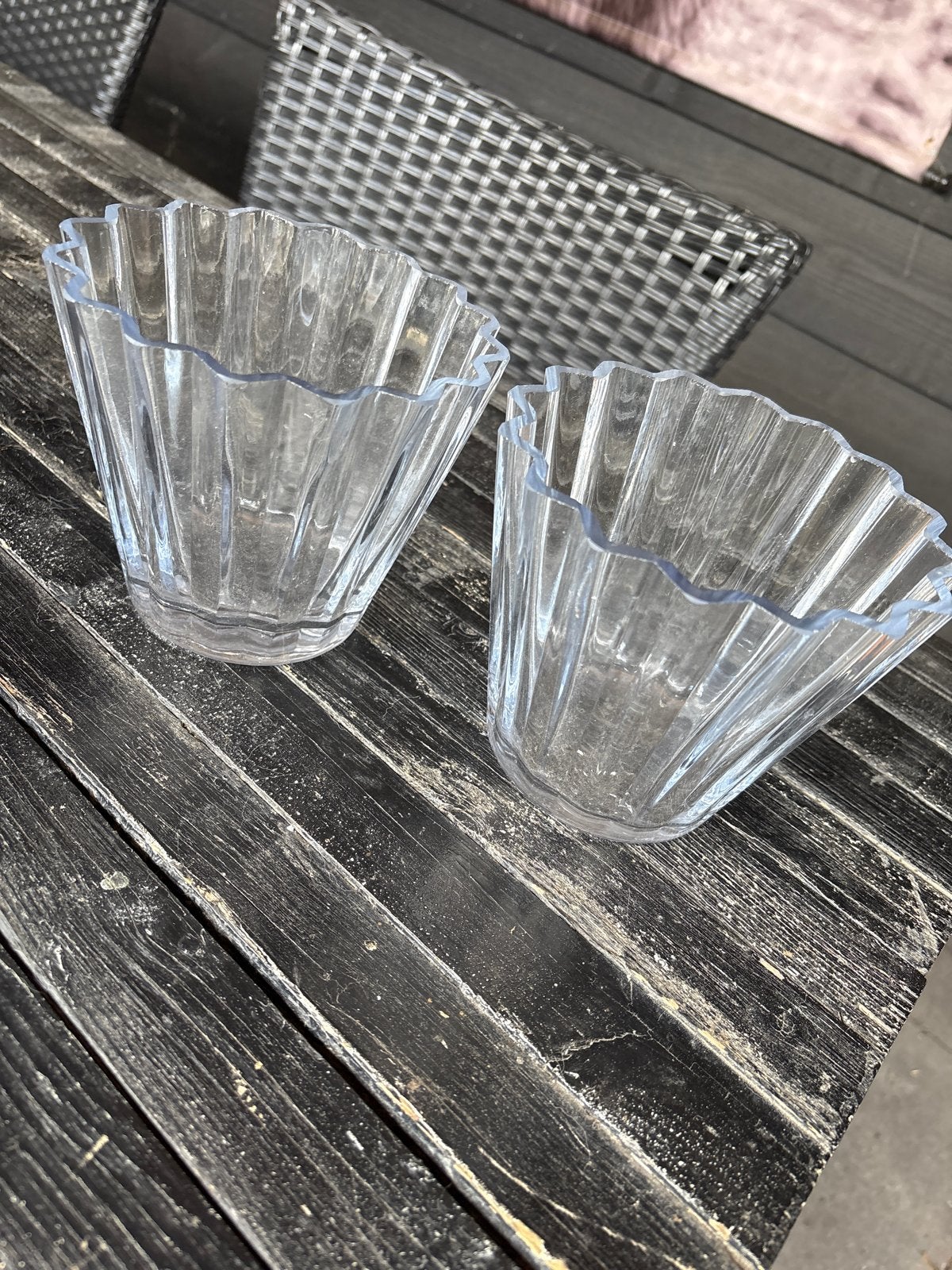 Set van 2 transparante schalen, geribbeld riviera maison, Kunststof, Gebruikt, Schaal, Geribbeld