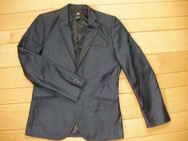 H&M colbert donker blauw glans met satijn maat 46, Blauw, Ophalen of Verzenden, Zo goed als nieuw, H&M