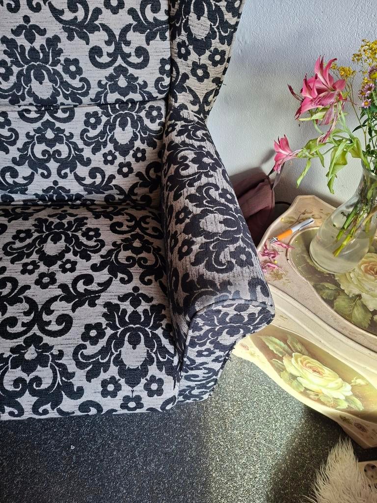 Comfortabele fauteuil met barokprint, Gebruikt, 75 tot 100 cm, Ophalen of Verzenden, 75 tot 100 cm