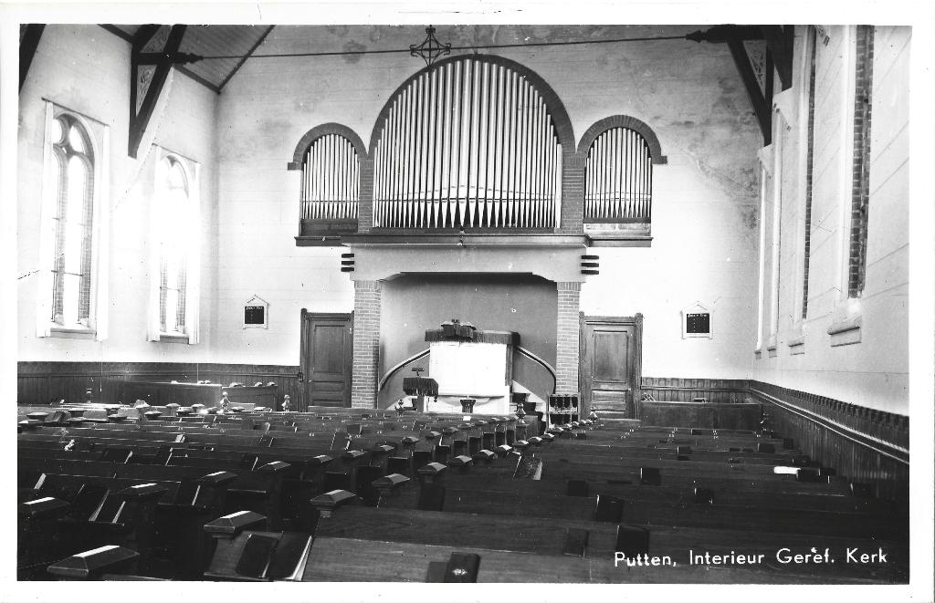 Putten Geref Kerk interieur orgel, Ophalen of Verzenden, 1940 tot 1960, Ongelopen, Gelderland