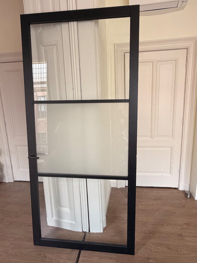 Binnendeur Austria Nero Legno Zwart 244x113.5, Doe-het-zelf en Verbouw, Gebruikt, 215 cm of meer, Binnendeur, Glas