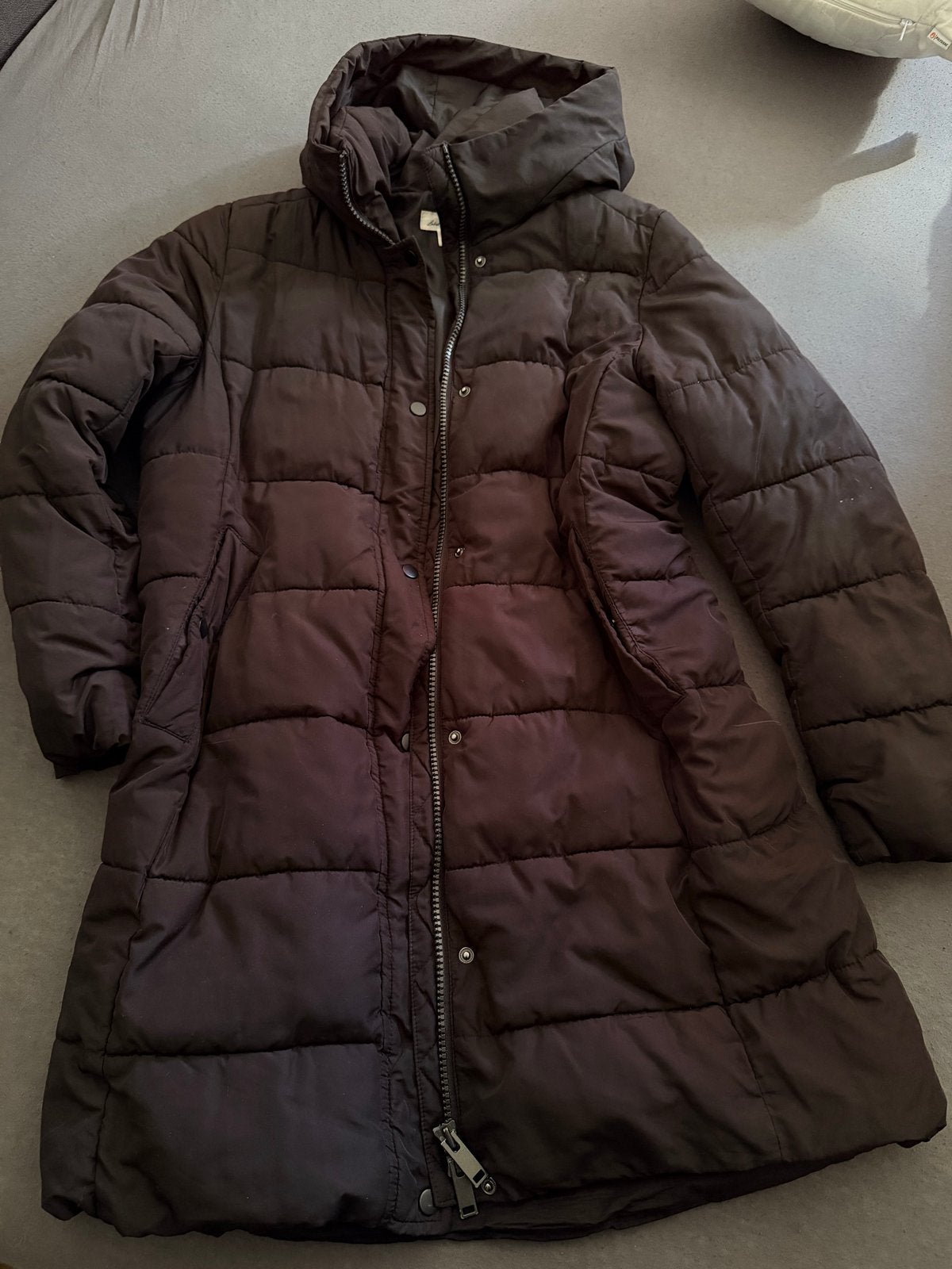 Zwarte Puffer Midi Jas - Maat M, Verzenden, Gedragen, Maat 38/40 (M), Zwart