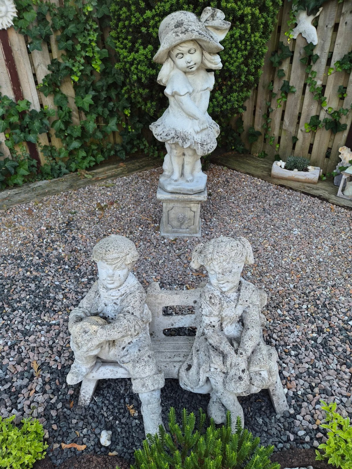 Diverse tuinbeelden van steen - set of los te koop, Tuin en Terras, Tuinbeelden, Ophalen, Gebruikt, Steen, Mensenbeeld