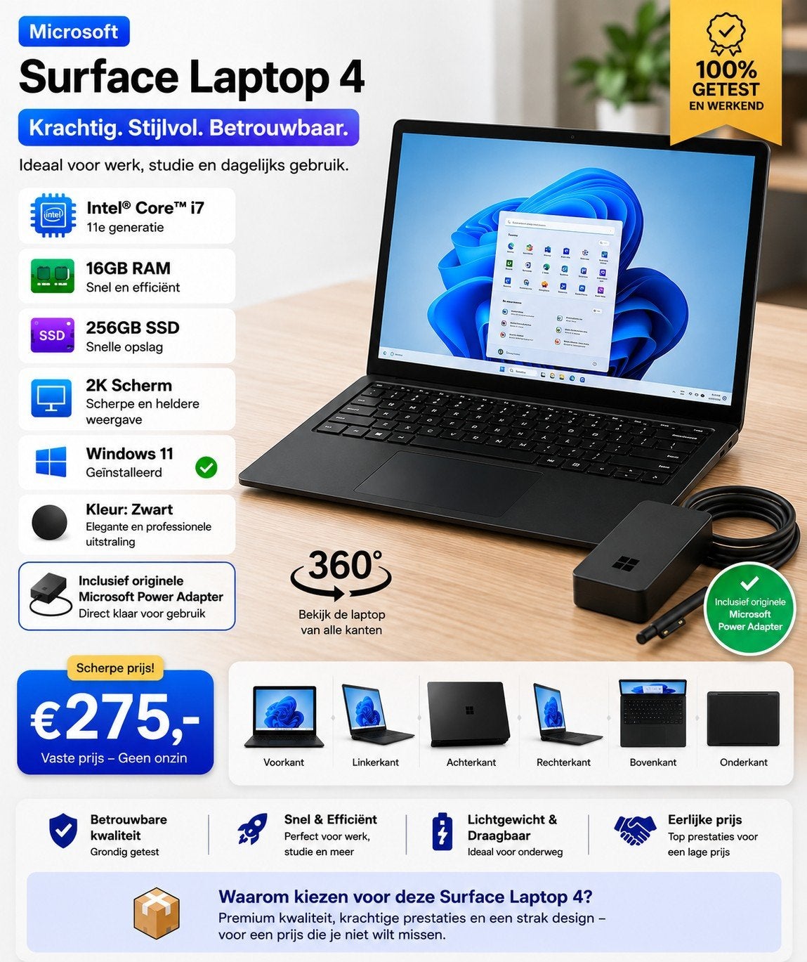 Microsoft Surface Laptop 4 i7 16GB RAM 256GB SSD, Computers en Software, Microsoft Surface laptop 4, 2 tot 3 Ghz, Qwerty, Ophalen of Verzenden