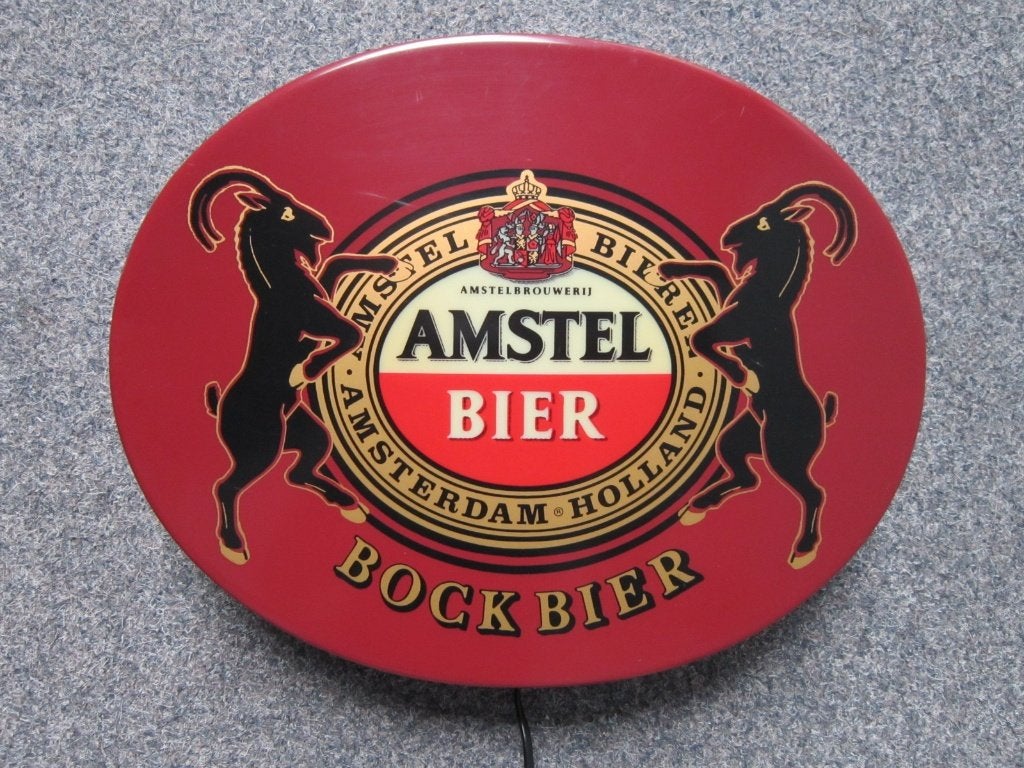 AMSTEL BIER LAMP LICHTRECLAME, Verzamelen, Biermerken, Ophalen, Zo goed als nieuw, Overige typen, Amstel