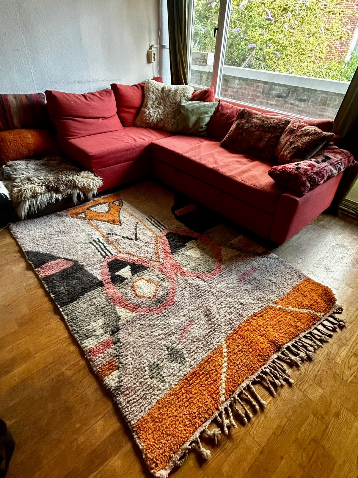 Berber vloerkleed tapijt marokkaans handgeknoopt wol kunst, 150 tot 200 cm, 200 cm of meer, Ophalen of Verzenden, Zo goed als nieuw