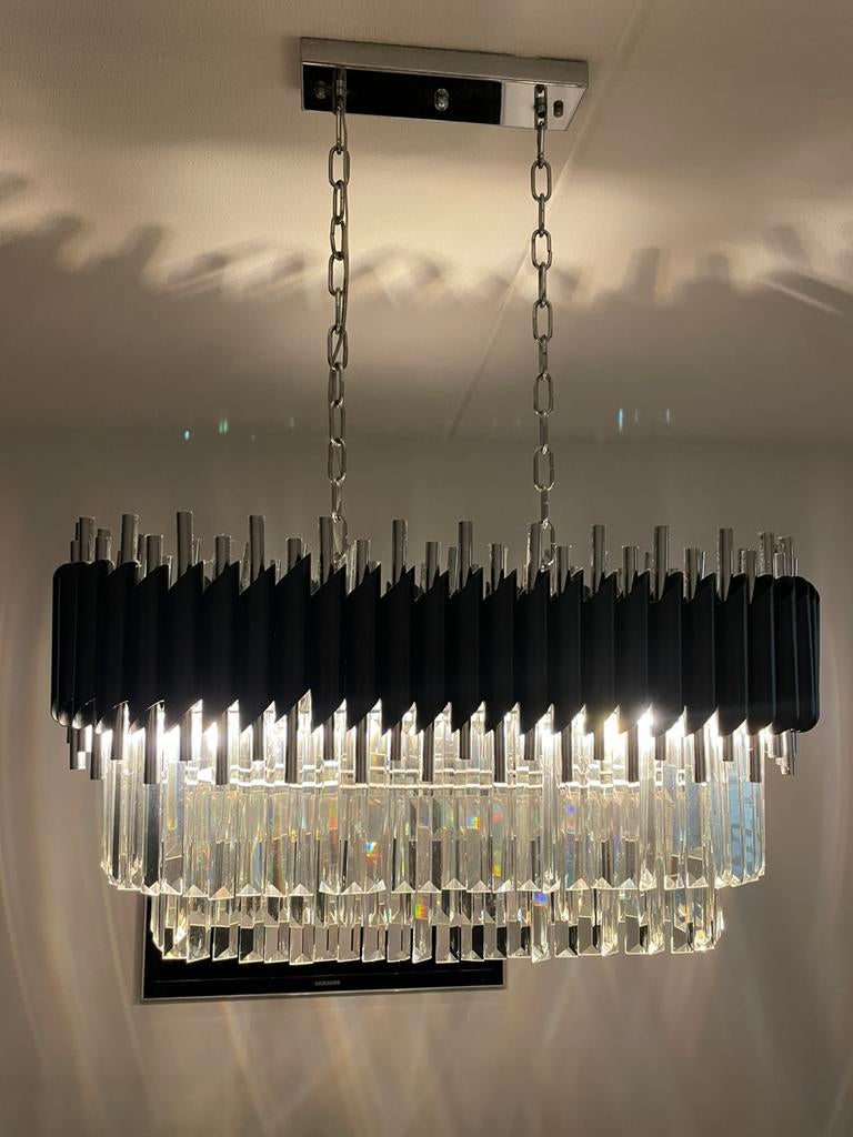 Luxe Hanglamp met Kristallen Tweedelige Set, Huis en Inrichting, Lampen | Kroonluchters, Ophalen of Verzenden, Zo goed als nieuw