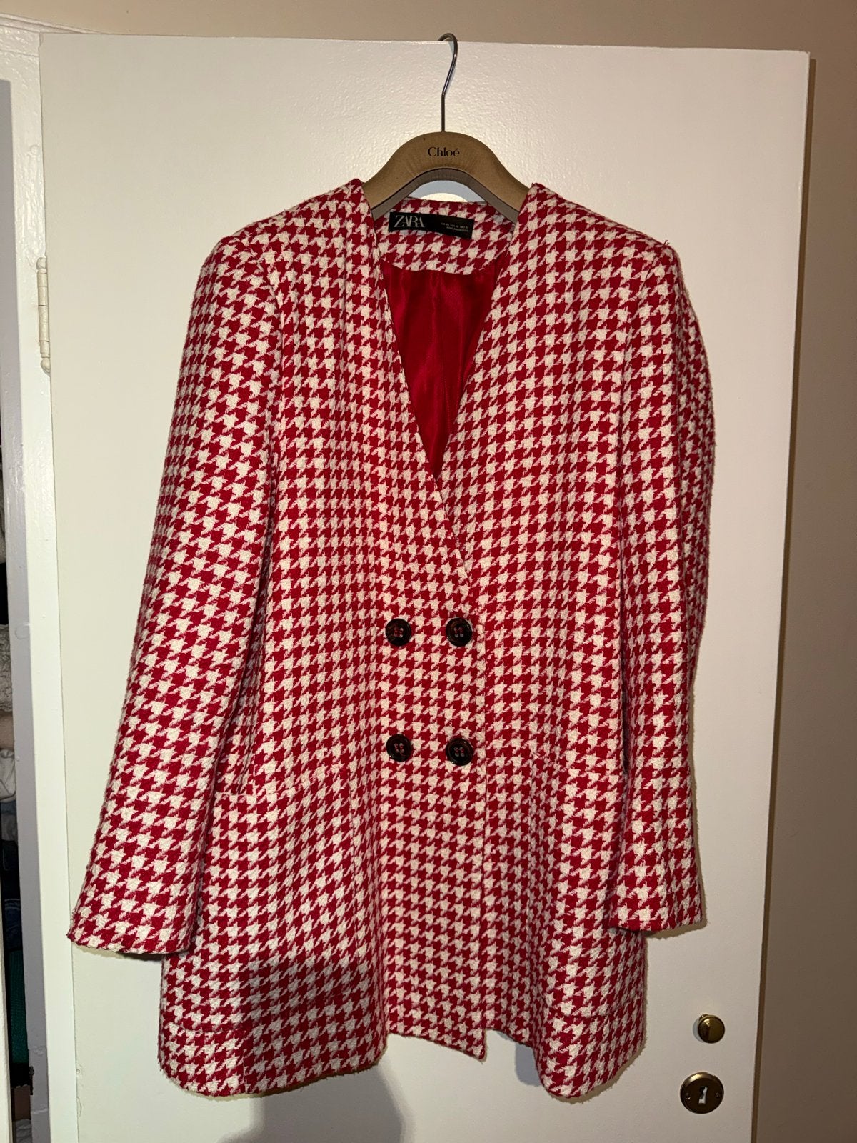 Zara Rood/Wit Pied-de-Poule Jasje - Maat XL, Ophalen of Verzenden, Zo goed als nieuw, Maat 46/48 (XL) of groter, Rood
