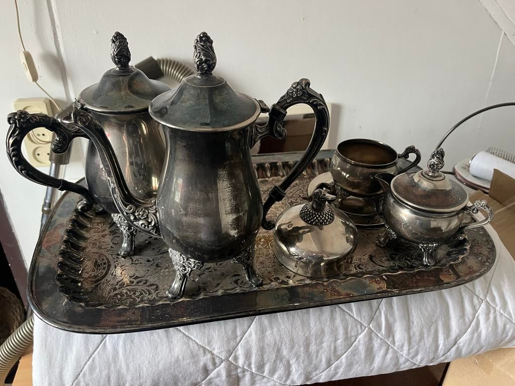 Zwaar verzilverd Ranleigh koffie- en theeservies, Ophalen, Zilver
