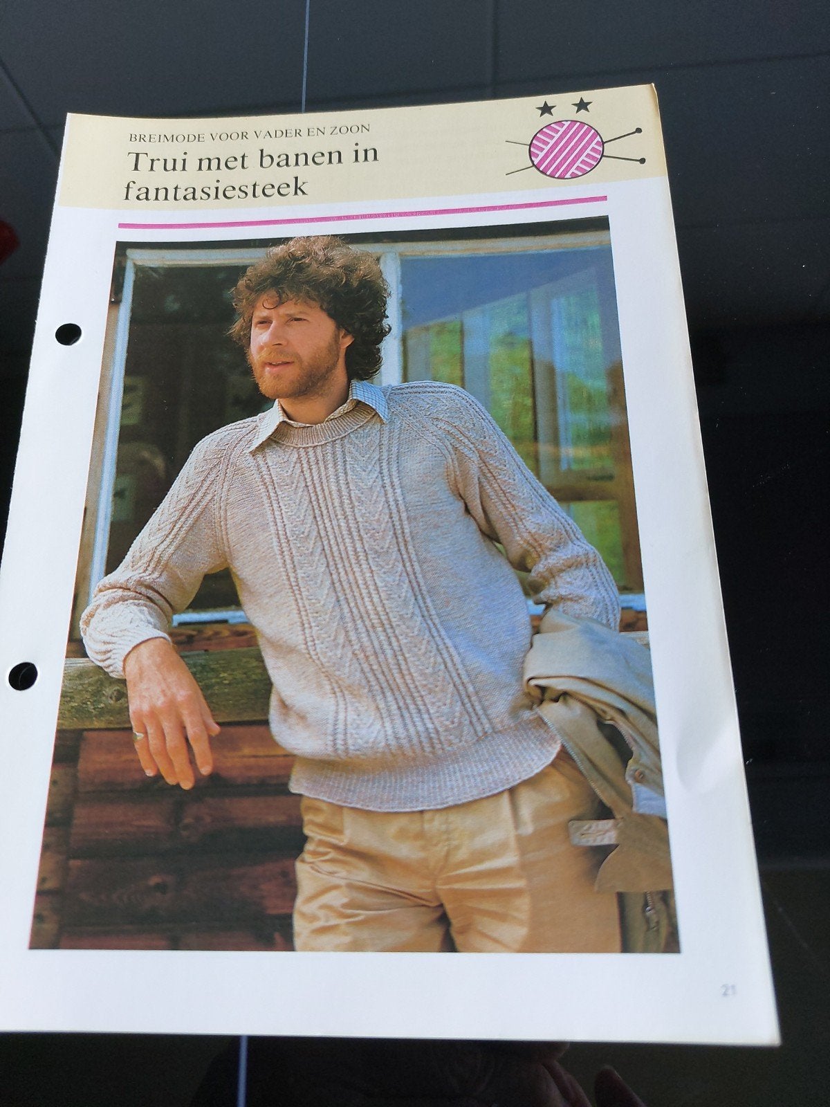 Breipatroon: Trui met banen in fantasiesteek voor heren, Ophalen, Gebruikt, Breien, Patroon of Boek