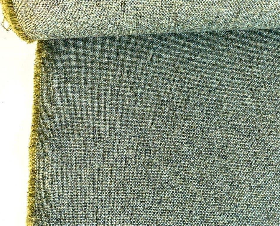 Camira Rivet: olijgroen lichtblauw; 2x restant meubelstof, Hobby en Vrije tijd, Stoffen en Lappen, 120 cm of meer, Nieuw, Ophalen of Verzenden