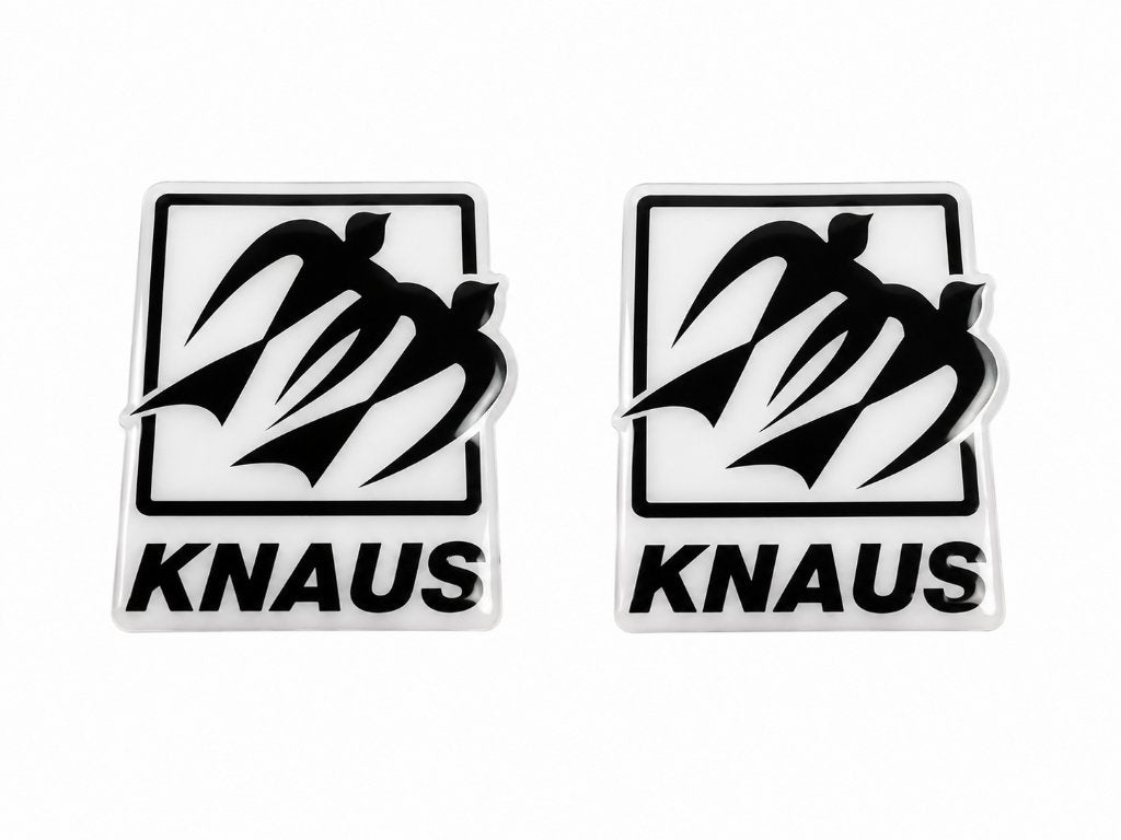 Knaus 3D Caravan en camper 2x Sticker 3D,Epoxy Wit/Zwart, Verzamelen, Stickers, Verzenden, Nieuw, Overige typen