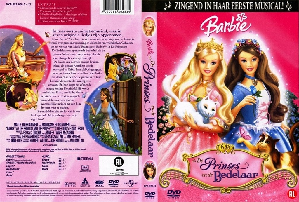 Barbie als De Prinses en de Bedelaar DVD haar eerste Musical, Nederlands, Bonusmateriaal, Animatie, Verzenden