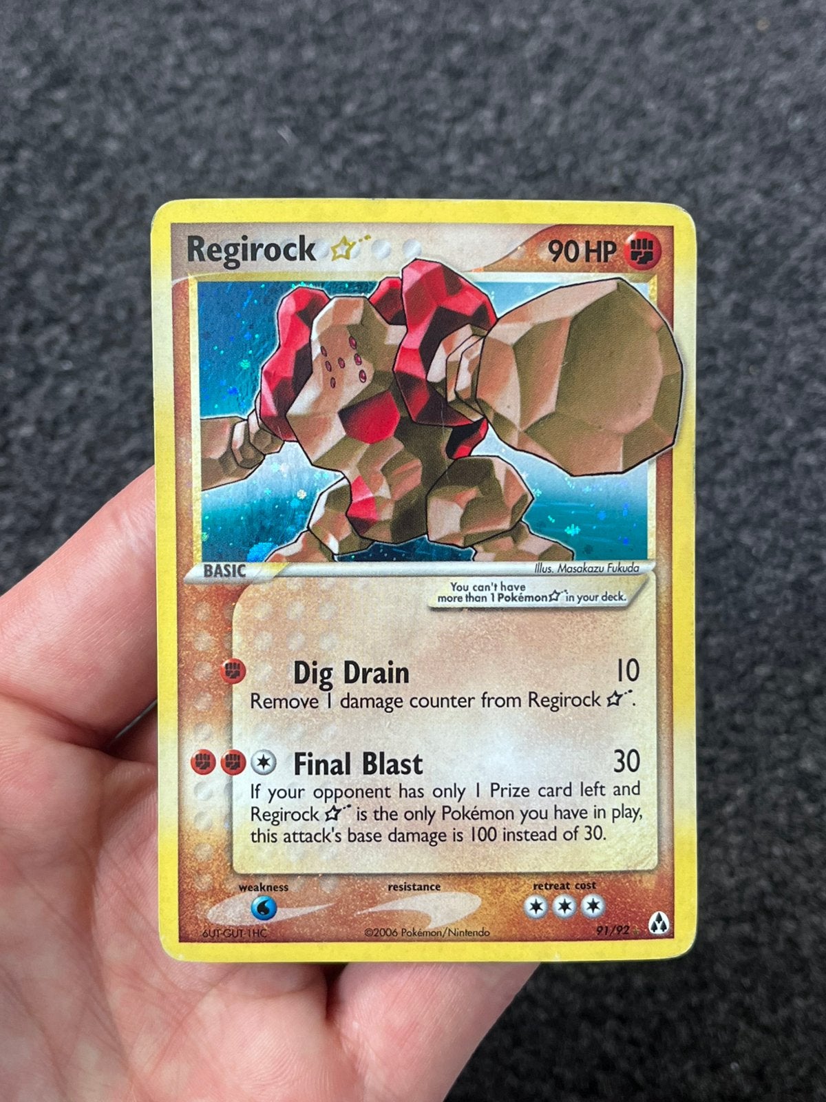 Pokémon Regirock Gold star #91 ex legend maker - Ex/played, Hobby en Vrije tijd, Verzamelkaartspellen | Pokémon, Ophalen of Verzenden