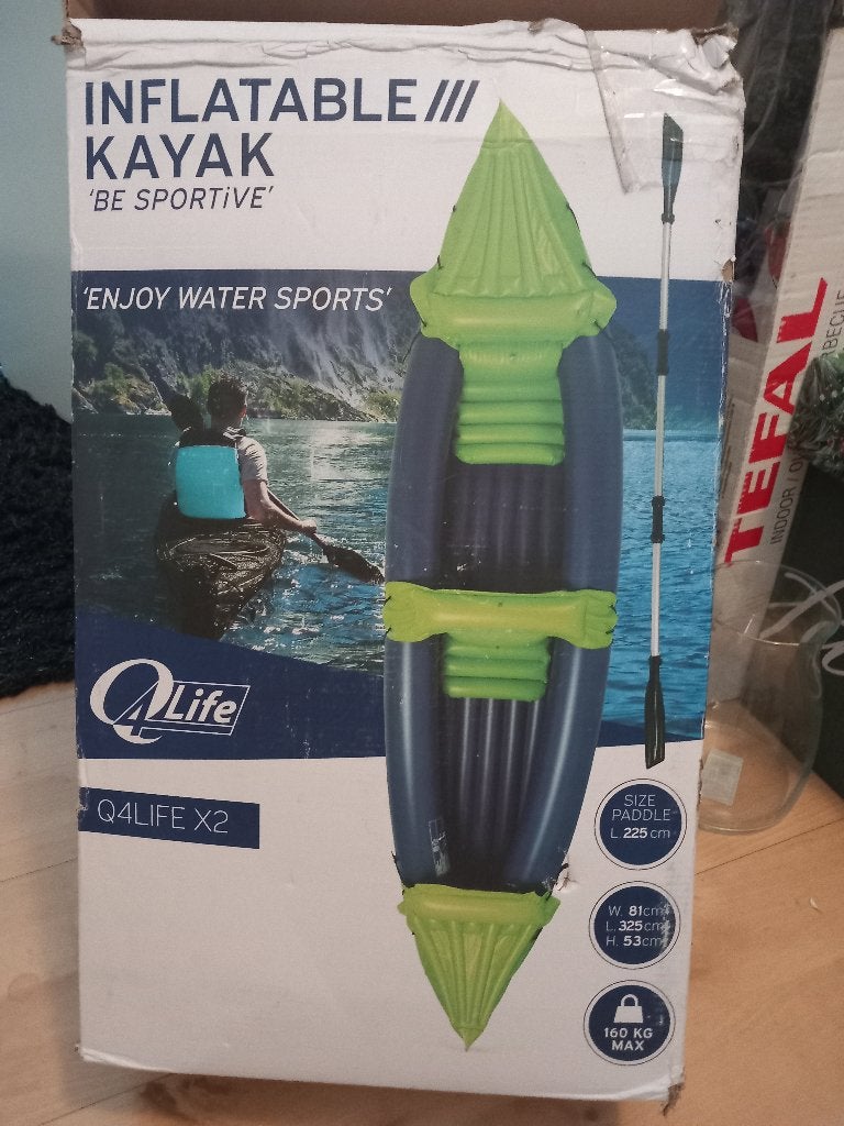 Opblaasbare Q4Life X2 kajak, Watersport en Boten, Kajaks, Ophalen of Verzenden, Opblaasbaar, Nieuw, 2-persoons