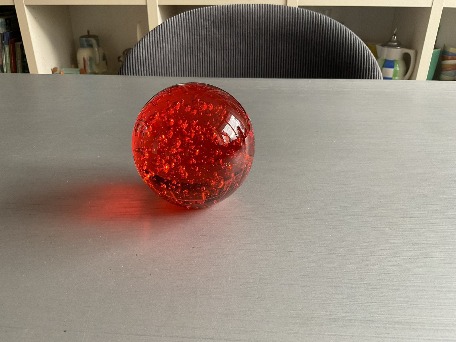 Oranje glazen bol presse-papier bubbels IKEA ; €15,00, Ophalen of Verzenden