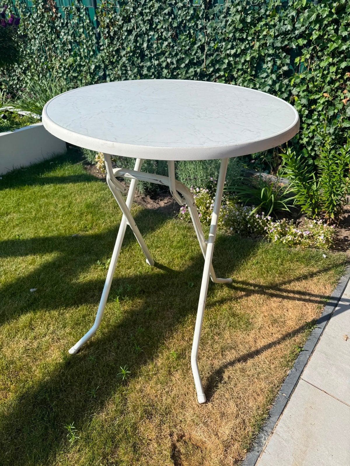 Witte opvouwbare tuintafel, statafel inklapbaar - Rond, Ophalen, Gebruikt, Rond, Metaal