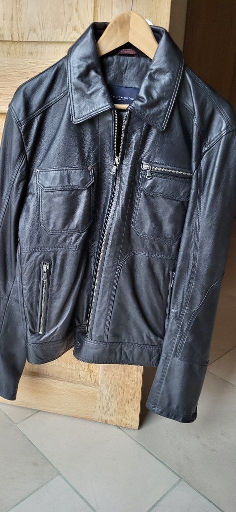 Vest leder Tommy Hilfiger maat M (50), Kleding | Heren, Truien en Vesten, Maat 48/50 (M), Zwart, Tommy Hilfiger, Ophalen of Verzenden