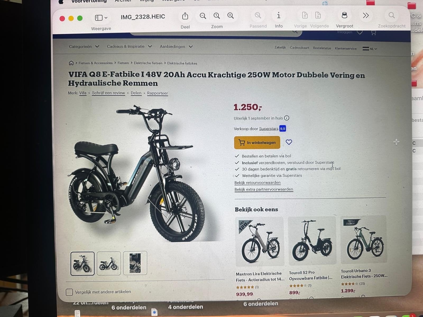 Zo goed als nieuwe VIFA Q8 Fatbike - Lage instap, Minder dan 47 cm, Ophalen, Nieuw, Overige merken