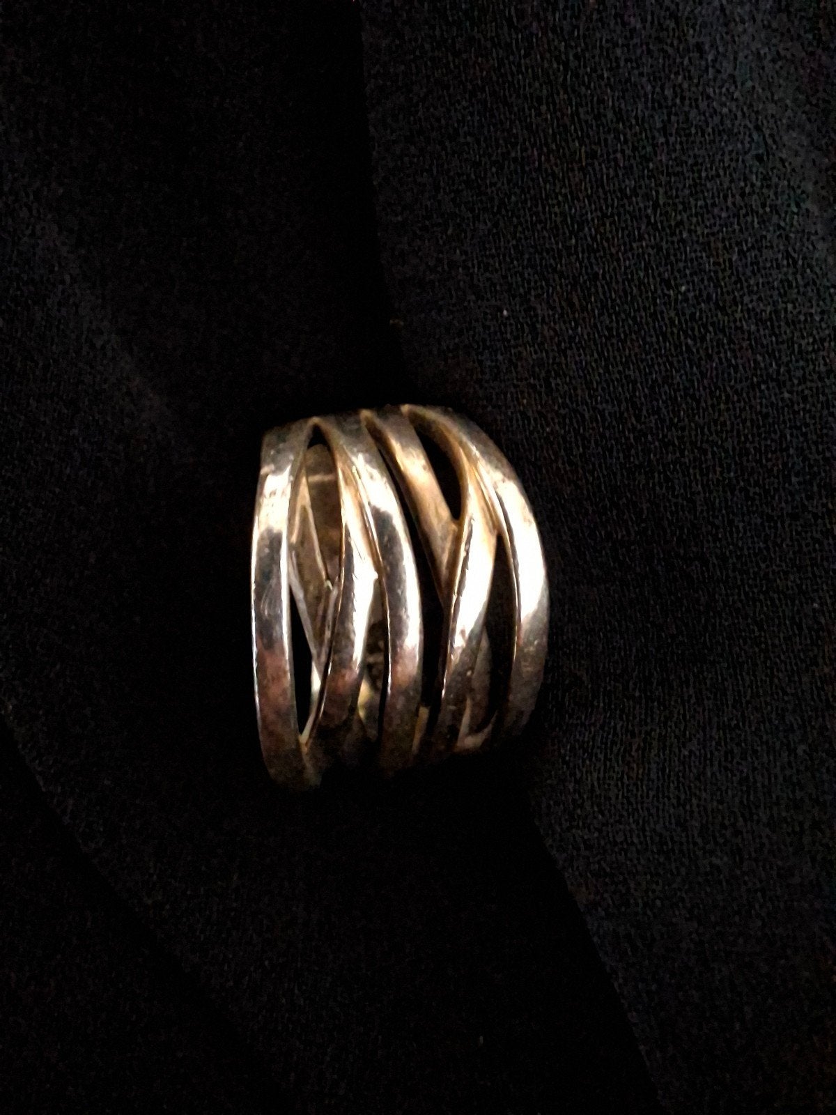 Vintage zilveren ring met open design, Gebruikt, Ophalen of Verzenden, Kleiner dan 17, Dame