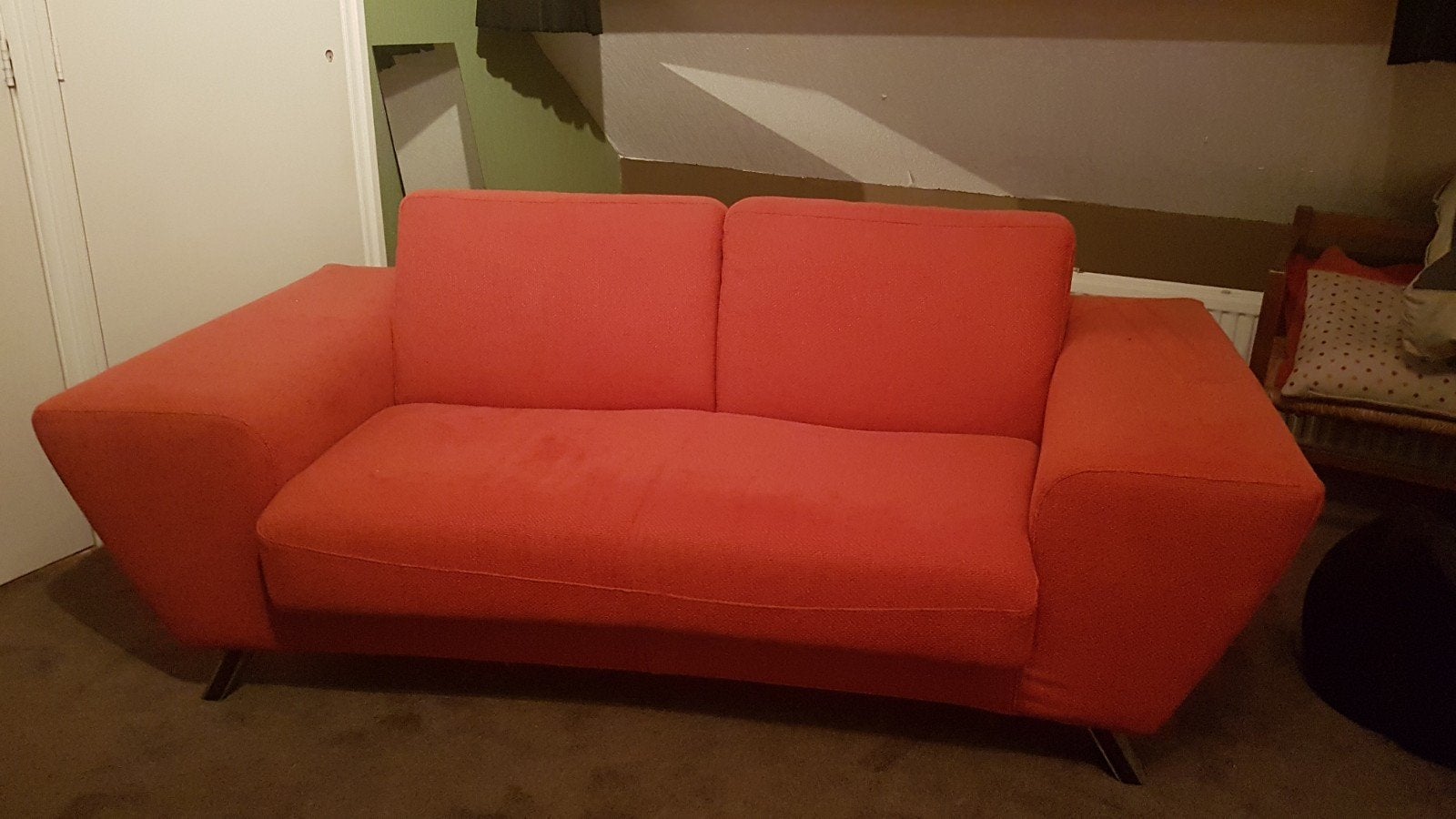 Natuzzi 2-zitsbank - Oranje stof, Ophalen, 150 tot 200 cm, Tweepersoons, 75 tot 100 cm