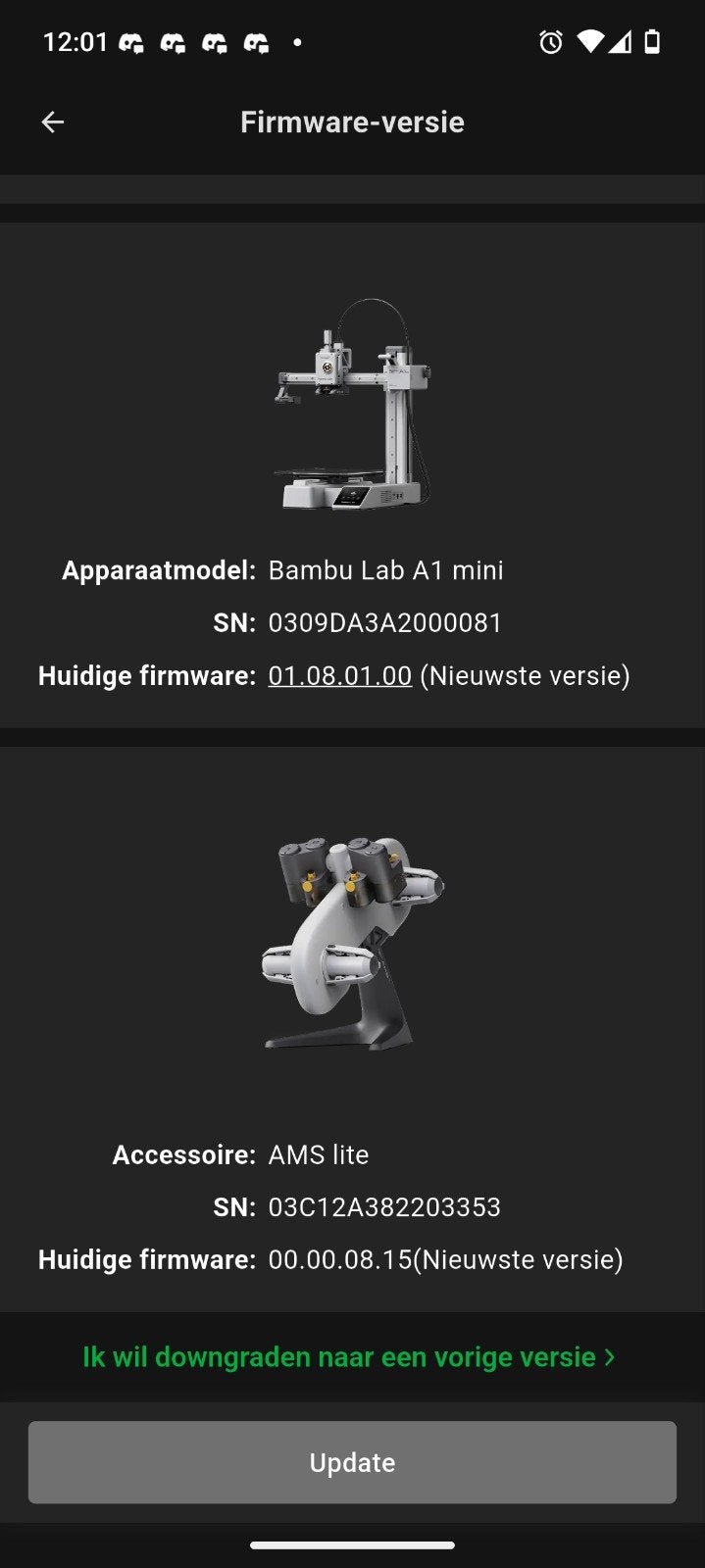A1 mini + Ams lite (2,5 jaar oud), Computers en Software, 3D Printers, Ophalen, Gebruikt, Ingebouwde Wi-Fi, Bambu lab a1 mini combo