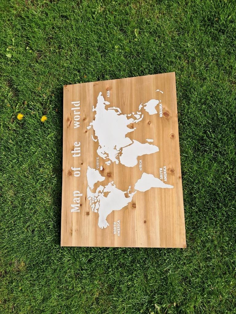 Houten Wereldkaart Wanddecoratie, Hout, Meerkleurig, Ophalen of Verzenden, Zo goed als nieuw