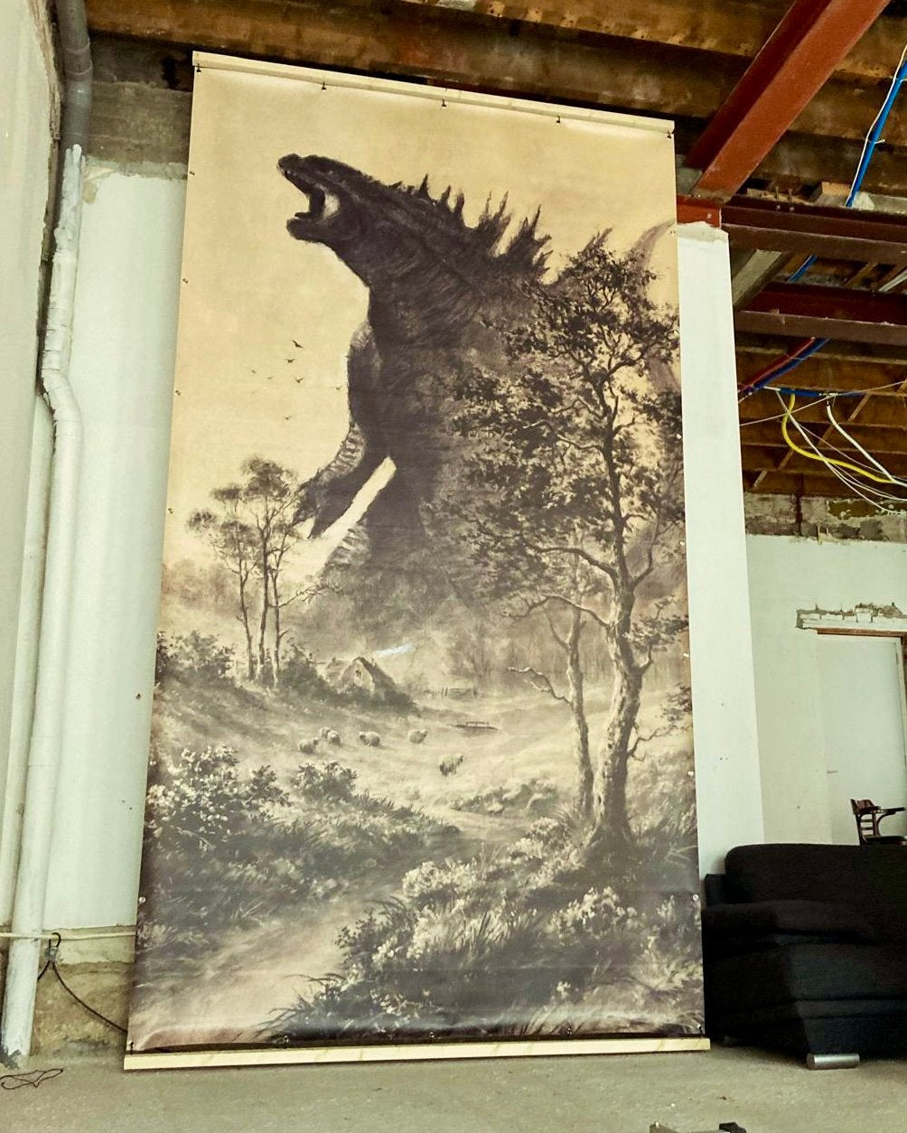 Godzilla Minus One XXL Canvas 4 Meter – Bioscoopdecor, Verzamelen, Ophalen, Zo goed als nieuw, Film, Overige typen