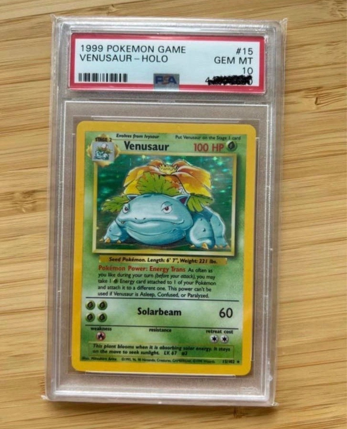 Venusaur Base Set #15 PSA 10 Holo Pokémon Kaart, Ophalen of Verzenden, Zo goed als nieuw, Losse kaart, Foil