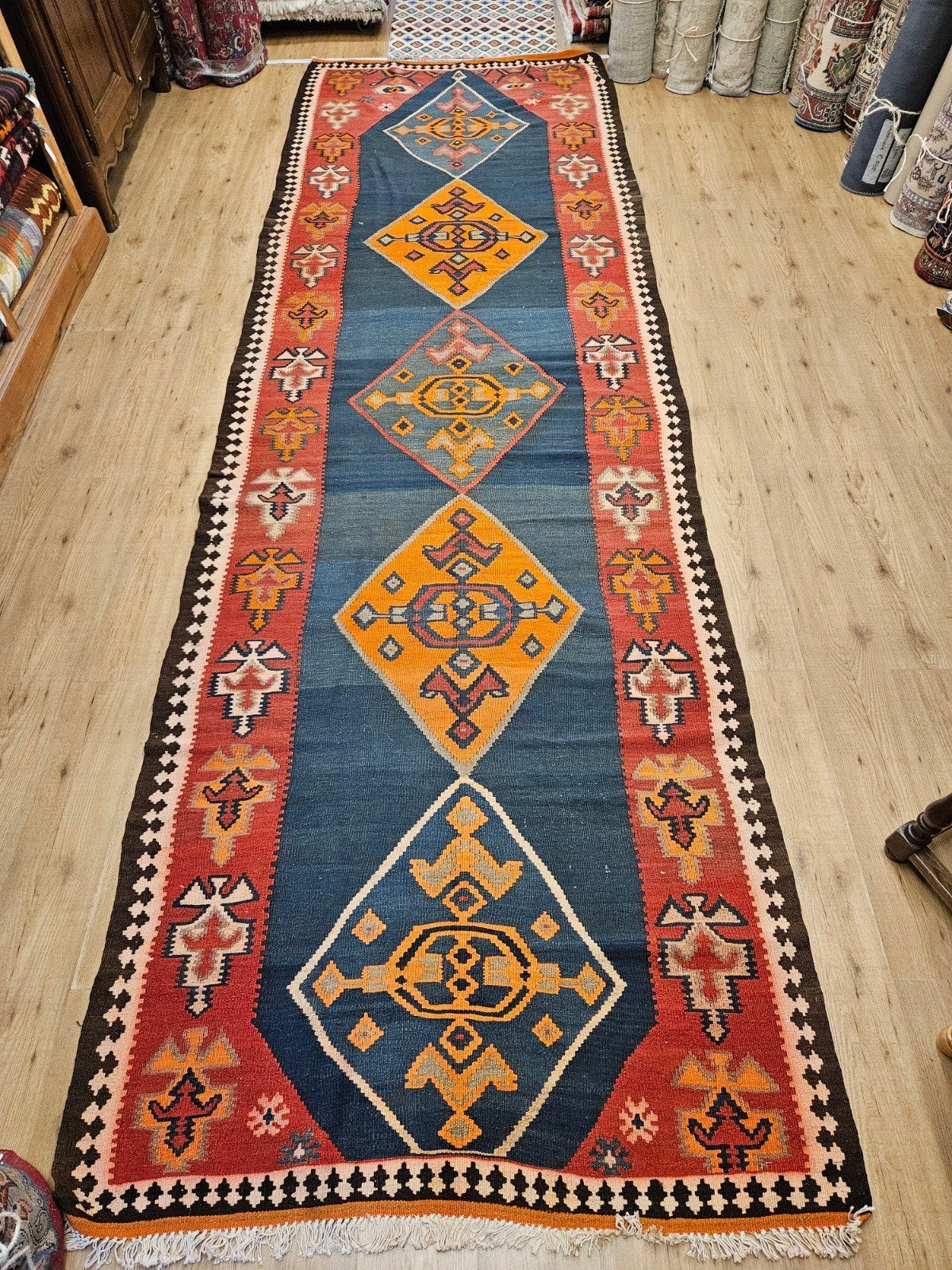 Vintage handgeweven perzische kelim 453x136

Het k, Huis en Inrichting, Info@SlatsAntiek.nl, Tweedehands, 100 tot 150 cm, 200 cm of meer