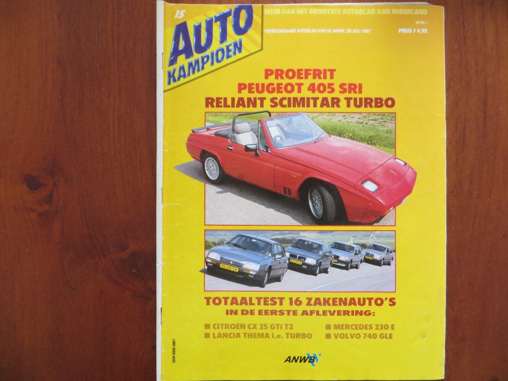 Autokampioen 15 1987 Reliant Scimitar Turbo, Peugeot 405 SRI, Ophalen of Verzenden, Gelezen, Peugeot