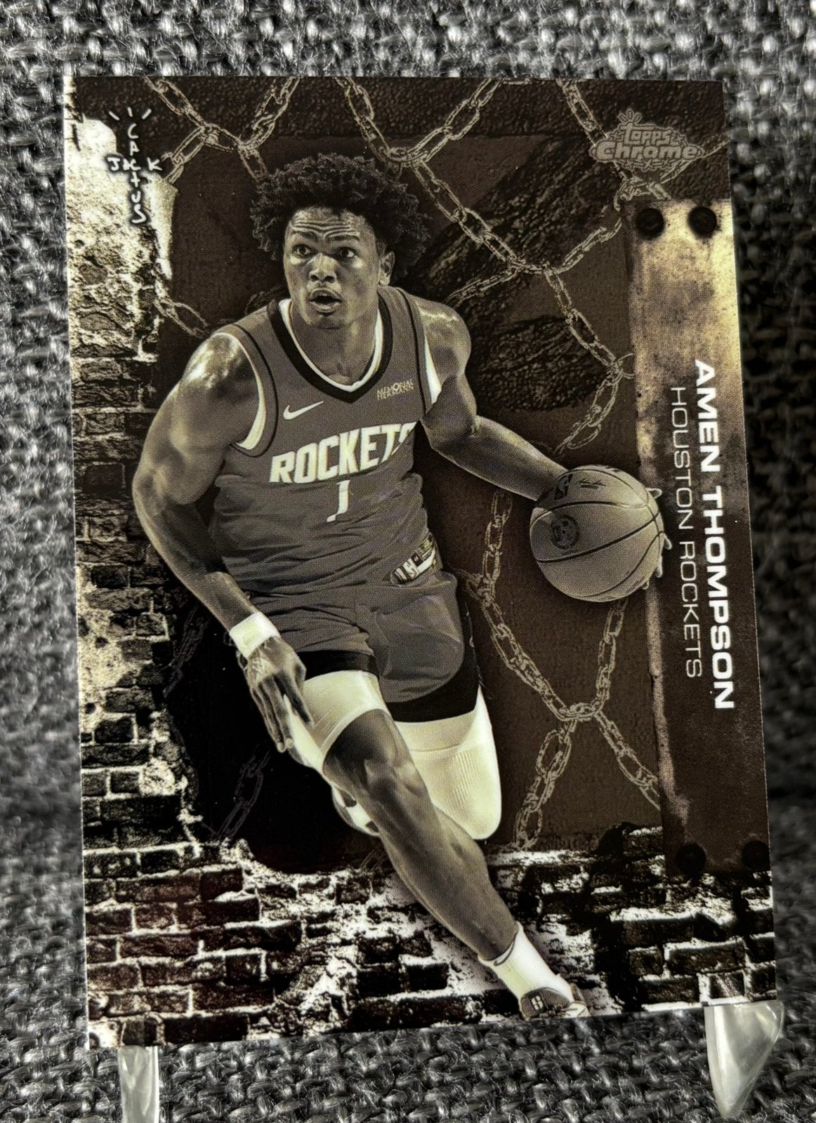 Amen Thompson Houston Rockets Topps Cactus Jack NBA card, Ophalen of Verzenden, Nieuw, Plaatje