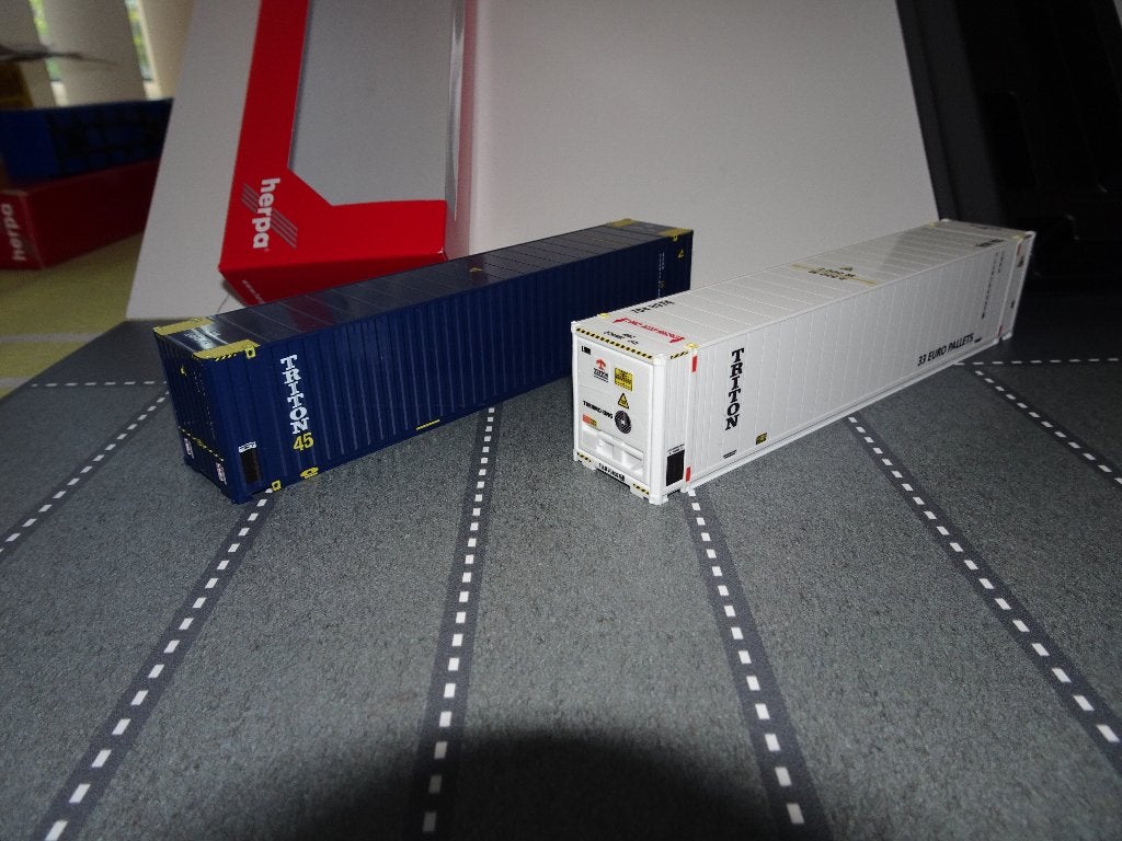 780 herpa 076937-003 2x 45 voet container triton 1:87 truck, Ophalen of Verzenden, Nieuw, Bus of Vrachtwagen, Herpa