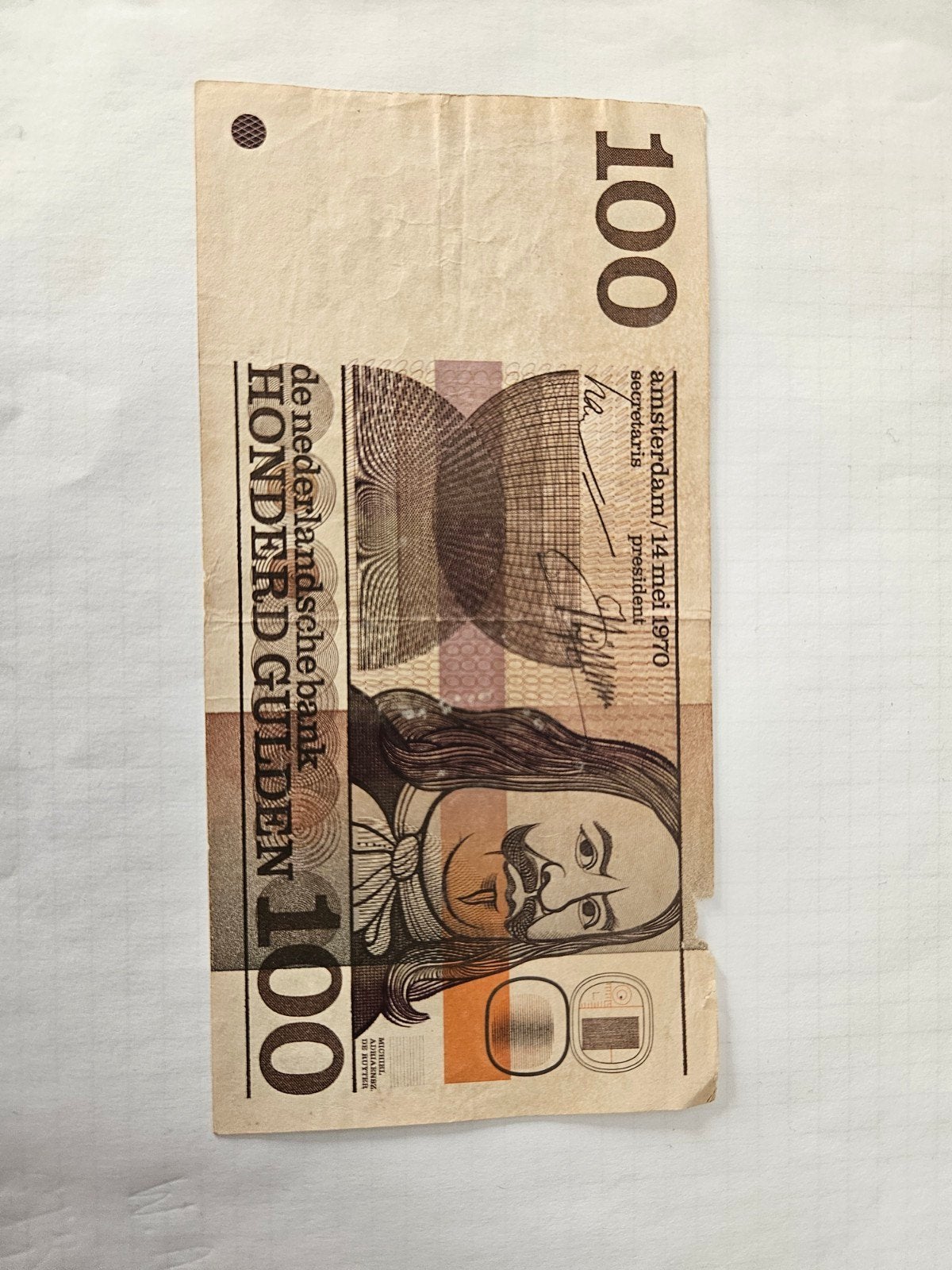 100 gulden Nederland 1970 jaar, Ophalen of Verzenden, 100 gulden, Los biljet