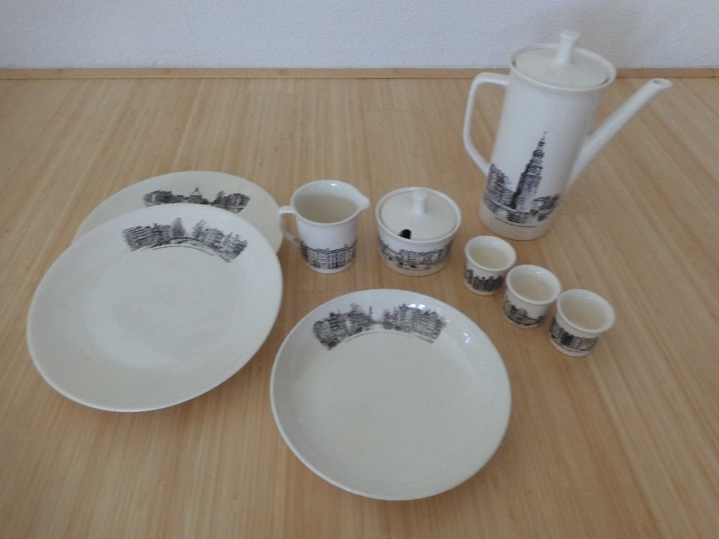 Amsterdams grachtenpandenservies, Keramiek, Vintage, Ophalen of Verzenden, Zo goed als nieuw