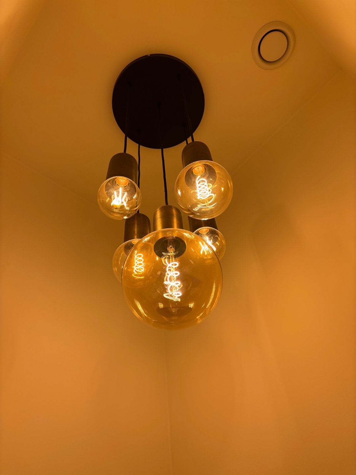 Moderne hanglamp, Huis en Inrichting, Lampen | Hanglampen, Ophalen, Zo goed als nieuw, Glas, 75 cm of meer